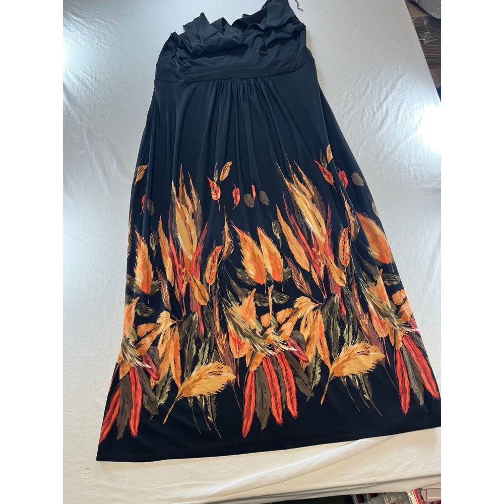 Roz & Ali Black Floral Leaf Print Embellished Maxi Dress Womens‎ 16 Sleeveless - Picture 4 of 8